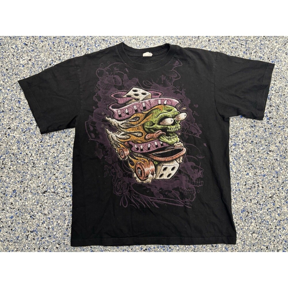 1990s/2000s Skate Culture BORN TO SKATE Banner Graphic T-Shirt Size XL